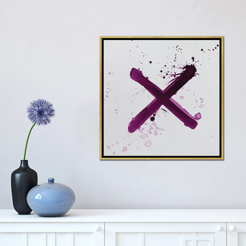 «X's and O's I» par Kent Youngstrom - reproduction d'art, H 18 po x l 18 po x 1,5 po, Toile encadrée d'or