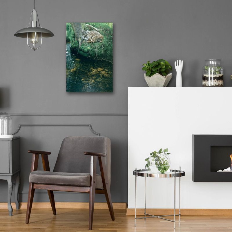 Art mural en verre Ebern Designs «Summer Stream Bank» par Ron Parker, H 24 po x l 16 po x P 0,2 po