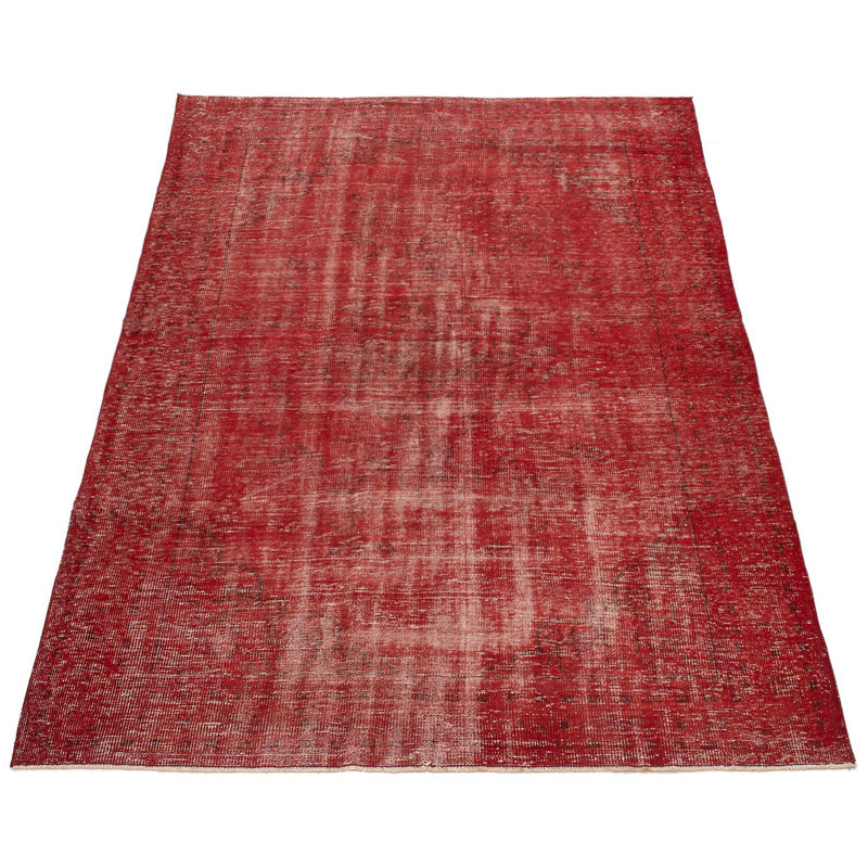 Tapis décoratif en laine rouge foncé de conception unique 6 pi 11 po x 9 pi 2 po Boston-Blu noué à la main