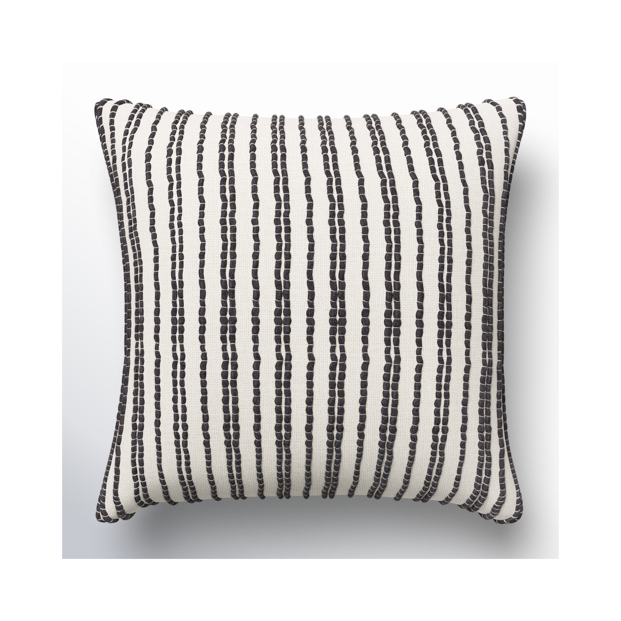 Amora Embroidered Cotton Pillow Cover, Pillow Cover Only - No Insert, White/Dark Gray, 22" x 22"