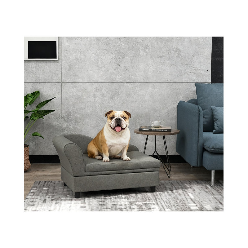 Canapé-lit pour animaux de compagnie avec rangement, Gris, H 16,9 po x l 29,9 po x P 17,7 po