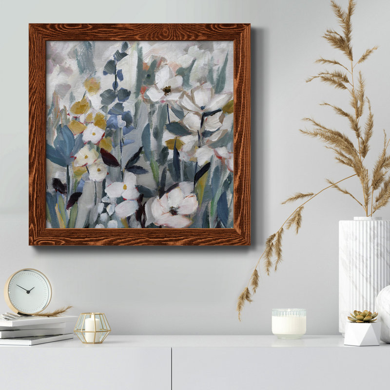 «Summer Whisper II», peinture sur toile encadrée, Érable encadré, H 17 po x l 17 po x P 1,5 po
