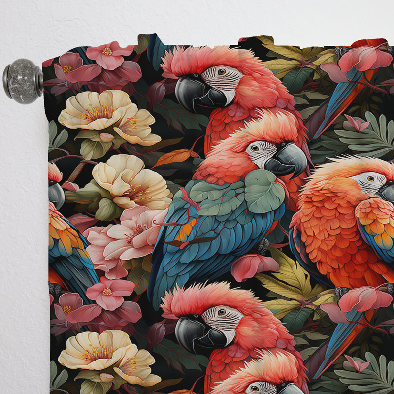 Parrot Haven - motif tropical I - rideau en velours tropical - obscurcissant - 1 panneau, L 52 po x L 90 po