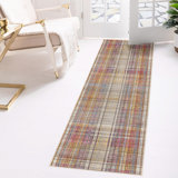 Tapis bleu / mauve / jaune à motif écossais Sease