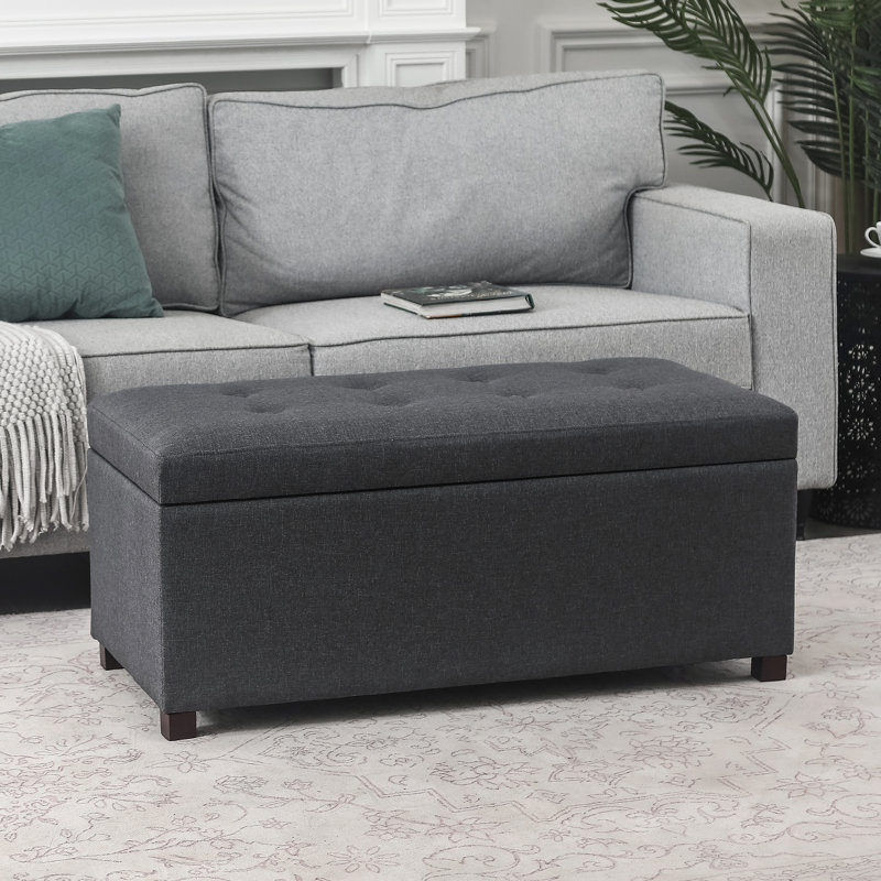 Banc de rangement avec repose-pieds de 37 pouces, Gris foncé