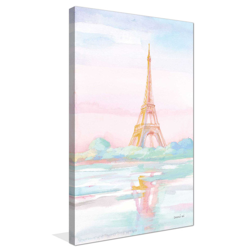Pastel Paris V par Danhui Nai - Peinture, Toile tendue, H 60 po x l 36 po x P 1,5 po