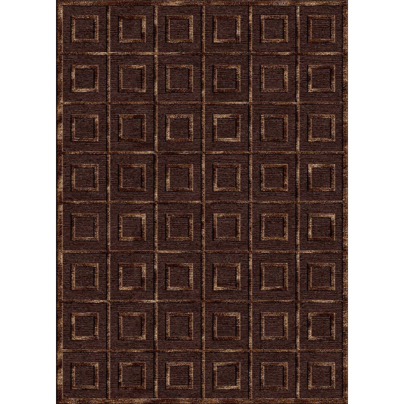 Tapis contemporain chocolat / chocolat Sperber Squares, Rectangle 5 pi 3 po x 7 pi 6 po