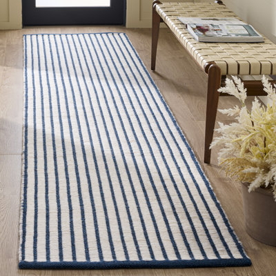 Vermont Hand Woven Wool;Cotton Striped Indoor Rug