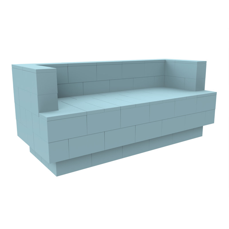 Canapé à accoudoirs carrés 96 po EverBlock, 31" H x 72" W x 30" D, Bleu clair