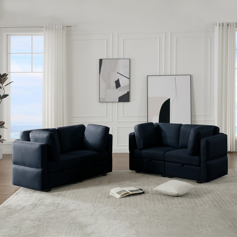 Ensemble de canapé confortable de style Mid-Century moderne avec rangement et fonctions réglables pour les petits espaces