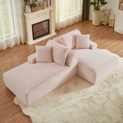 Boneless 78" Oversized Double Chaise Lounges Indoor, Upholstered Boneless Cloud Stupendous Oversized Chaise Lounge Couch Luxury Sofa Bed Deep Seat, Corduroy Lounge Chair,2 Pieces