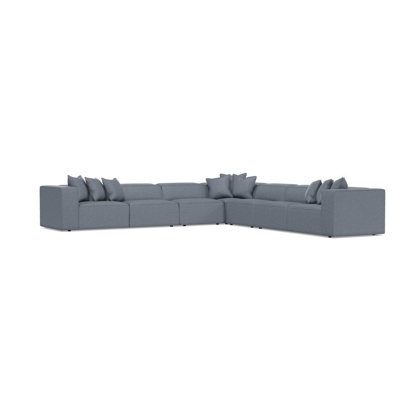 Bernhardt Bliss 4-Piece Fabric Sectional, Teal Polyester, 28" H x 160.5" W x 160.5" D