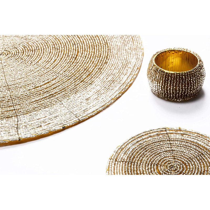 Dex Glass No Pattern Round Placemat, Gold