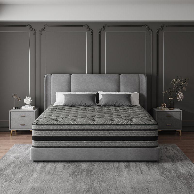 Matelas hybride 12 po - ressorts ensachés, isolement de mouvement pour un sommeil profond, Grand lit