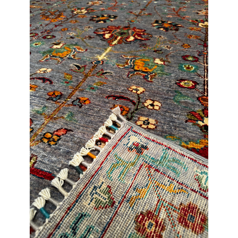 Tapis en laine et coton gris noué à la main Original Original