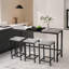 Ensemble de table de salle à manger 3 pièces avec tabourets suspendus, plateau en panneau de fibres à densité moyenne et structure en métal, table rectangulaire en noir et gris mat, longueur 60,24 pouces