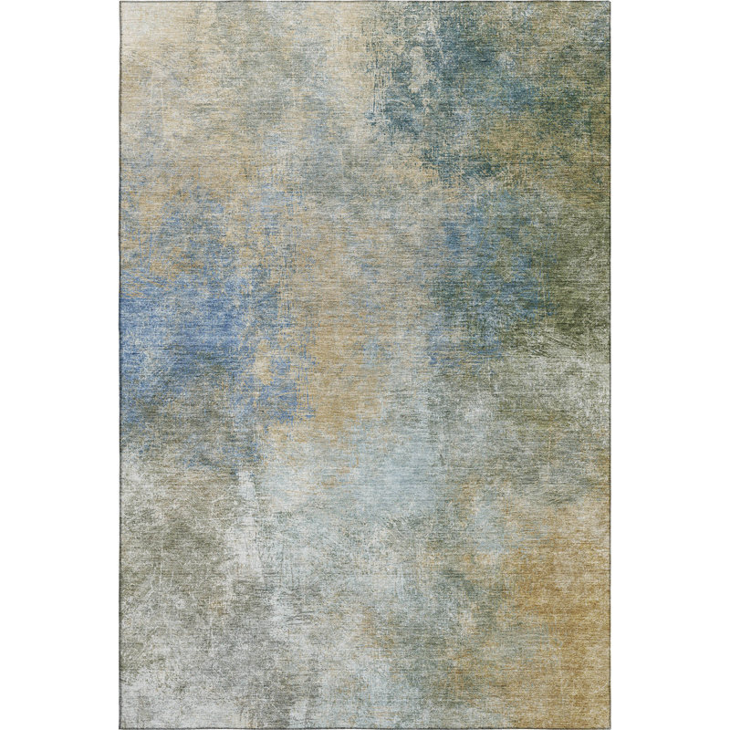 Premium Machine Washable Ariel Abstract Rug, Rectangle 9' x 12'