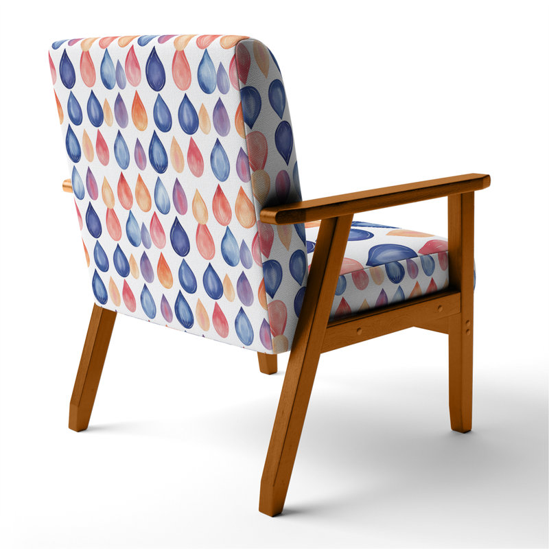 Chaise rembourrée Boho - Fauteuil Teardrops, Accoudoirs carrés bruns