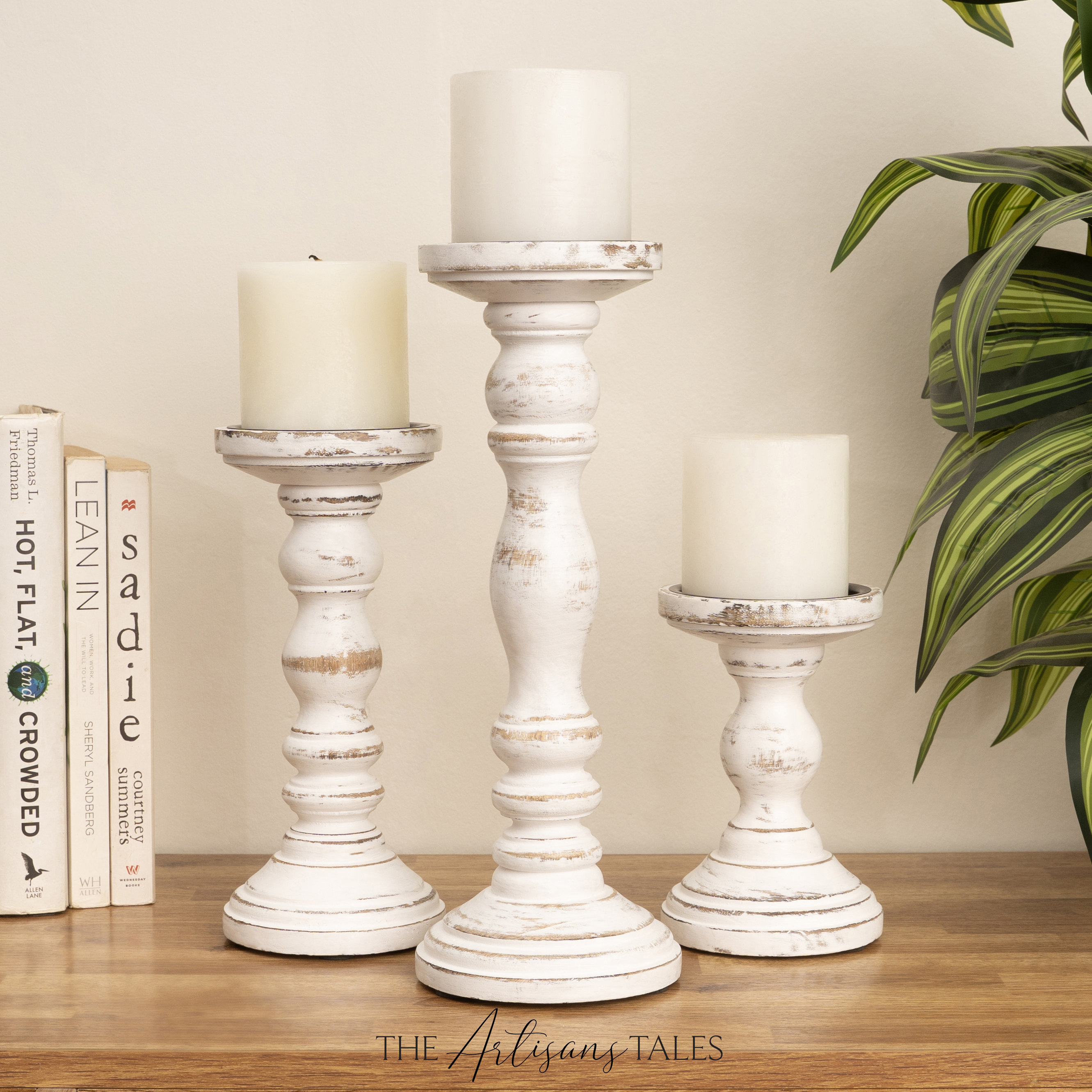 LuxeDesigns 12 Handcrafted Mango Wood Pillar Candle Holder Set Rustic 3-Piece Set for LED Candles & Reviews | Wayfair