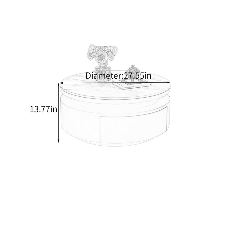 Byerly, 13.77" H x 27.55" W x 27.55" D, White Top/Black Base, Marble