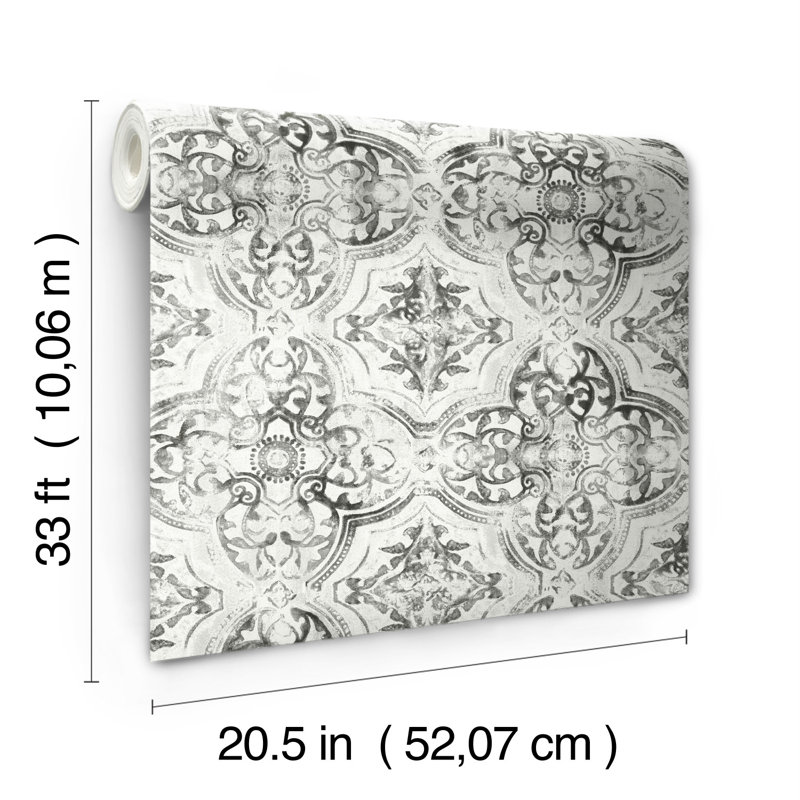 Rouleau de papier peint lisse L 33 po x l 20,5 po, Blanc / noir