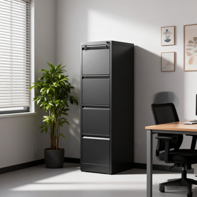 4-Drawer Vertical Filing Cabinet, High-Capacity Eco-Friendly Design with Smooth Gliding Drawers & Anti-Tip Lock