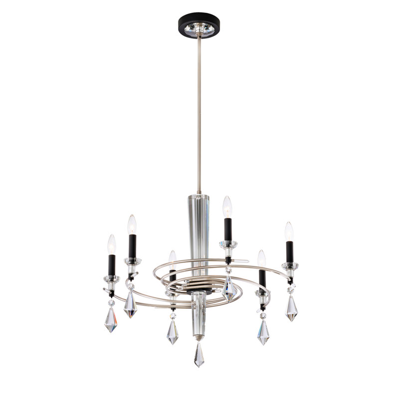 Tempest 6 Light Crystal Chandelier, Black/Soft Gold
