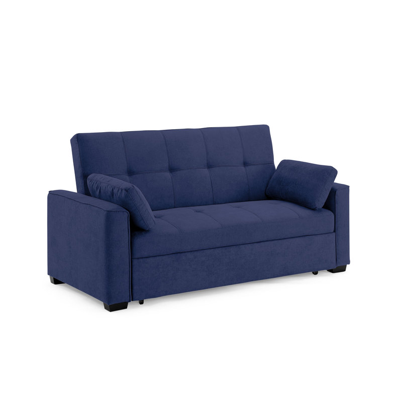 Canapé-lit à accoudoirs carrés 74 po, Polyester marine