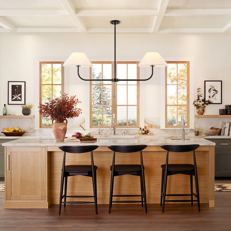 Luminaire suspendu pour îlot de cuisine 2 lumières Kelsey, Noir mat