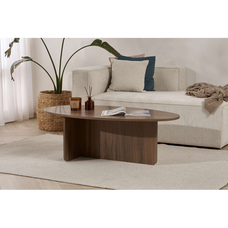 Modern Walnut Coffee Table, 47.2 x 15.7 x 25.6 inches | 100% Melamine Coated Particle Board, Thickness: 0.7 inches | Elegant Solid Color Design, Perfect for Living Room & Contemporary Spaces