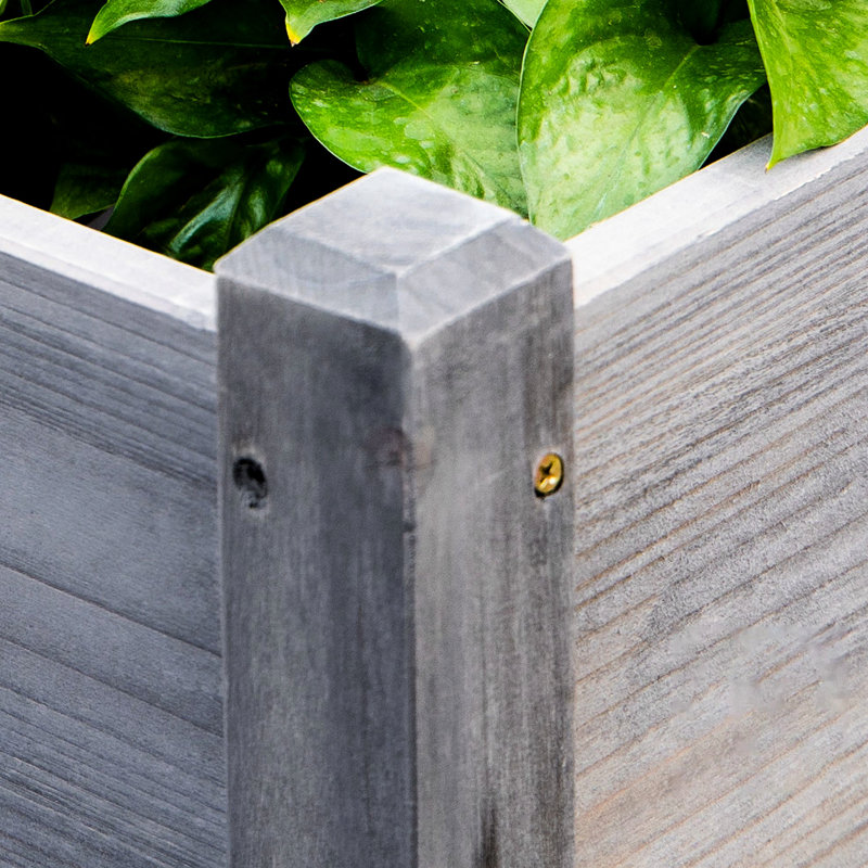 Lit de jardin surélevé gris, 3 jardinières pour lit de culture de fleurs et de légumes avec unités - Support en bois pour plantes vivantes
