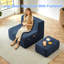 Ensemble de 2 fauteuils à billes et repose-pieds en sherpa --112373516