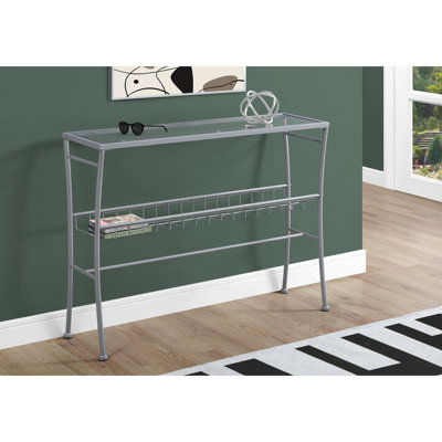 Table d'appoint avec plateau en verre transparent et pieds élégants en métal argenté - Spacieux pour la chambre à coucher, le rangement de la console du salon, le format compact