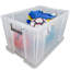 Whitefurze Allstore Storage Box with Lid & Silver Clamp - Clear