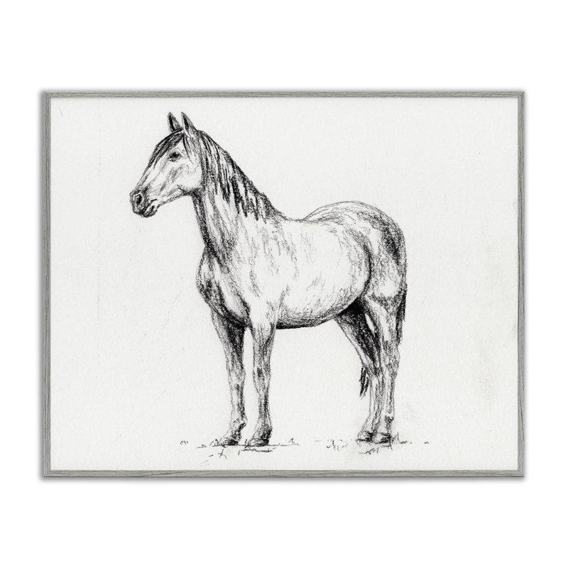 Cheval dans un cadre gris, estampe numérique, design par Leah Noel Art, Estampe numérique Farmhouse, H 11 po x l 14 po
