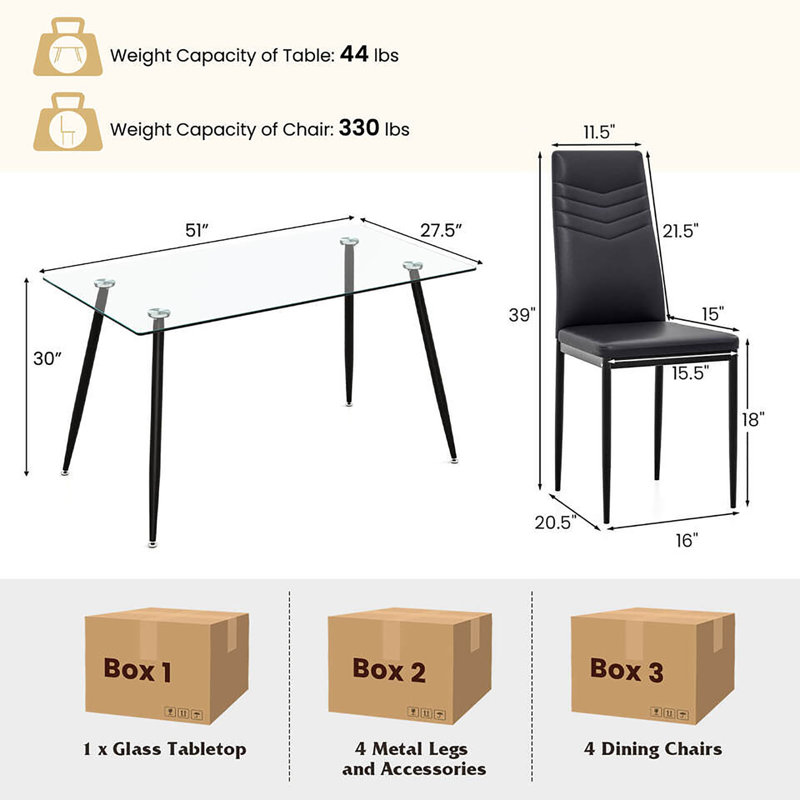 Ensemble de salle à manger rectangulaire L 51 po x l 27,5 po Stor
