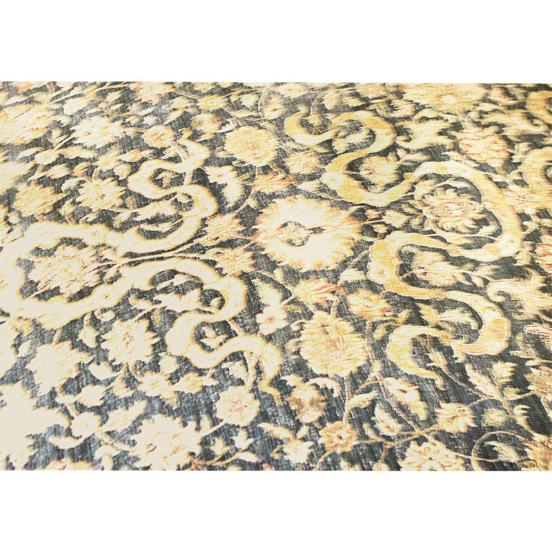 High-Quality Hand-Knotted Black And Ivory Area Rug