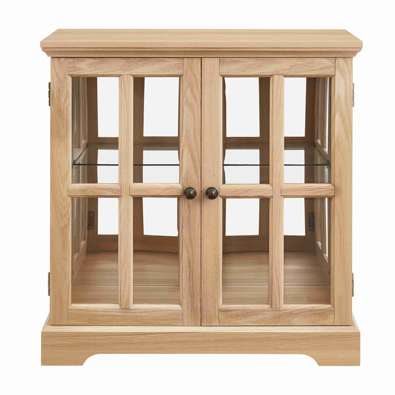 LED Curio Display Cabinet,Antique Display Cabinet With Adjustable Shelves,Retro Design Quality Showcase With Lattice Doors Elegant Bookcase And Storage Cabinet