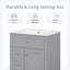 Meuble-lavabo de 24 po avec lavabo, panneau de fibres à densité moyenne et bois d'hévéa, 3 tiroirs et armoire avec tablettes réglables, conception moderne-640489501-640489498-637760864