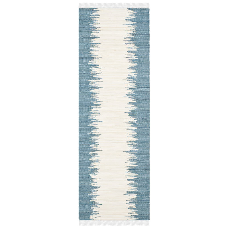 Telscombe Hand Woven Cotton Striped Rug, Rectangle 2'3" X 5'