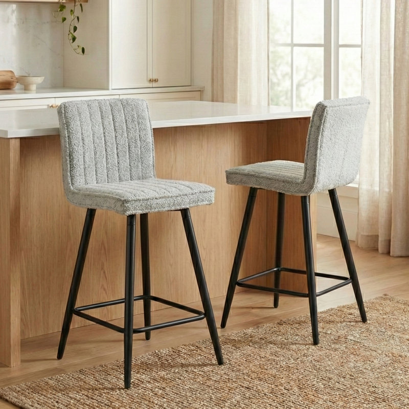 Tabouret de comptoir rembourré Klimek (ensemble de 2) - Gris