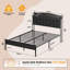 Upholstered Bed Frame with Open Storage Headboard, Charging Station-202781862