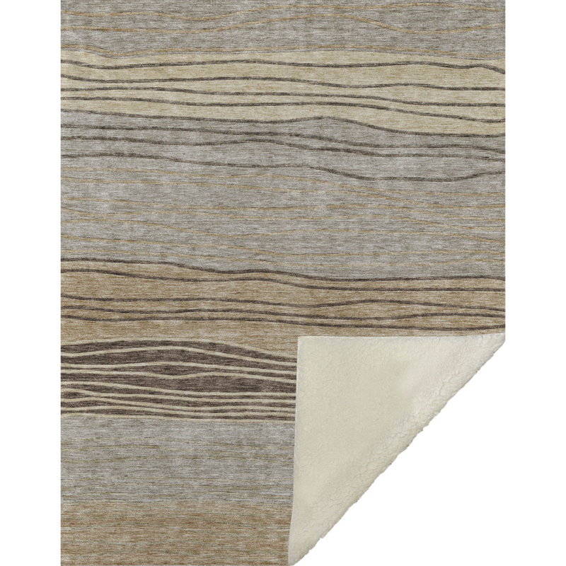 Jeté à rayures Addison Sherpa ASB735, Taupe