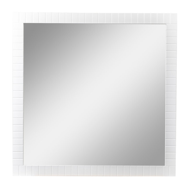 Kamien Solid Wood Square Wall Mirror, 40'' x 40'', White Matte
