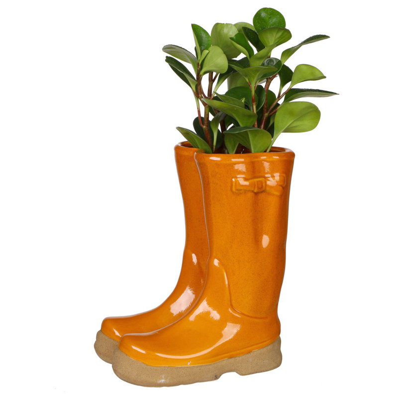 Carlson Ceramic Pot Planter, Orange , 29.5cm H x 24cm W x 16cm D