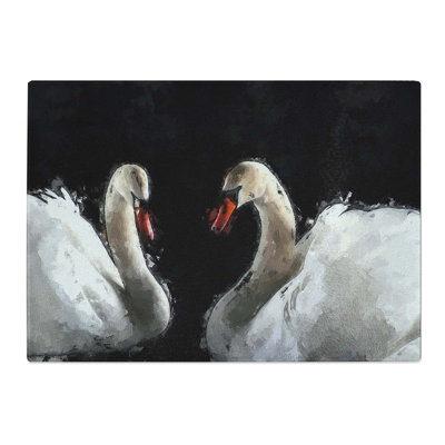 Tempered Glass a Pair of Swans Chopping Board