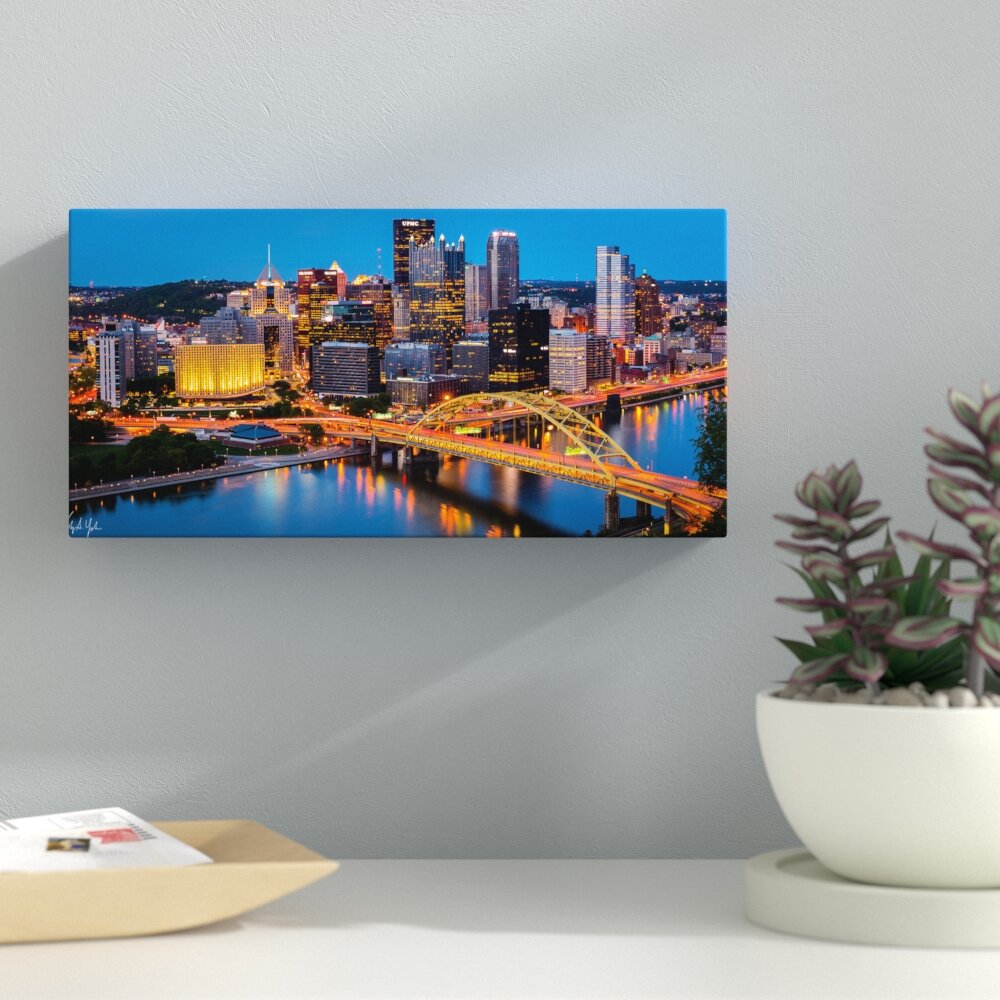Latitude Run® Pittsburgh Skyline At Night On Canvas Print Wayfair
