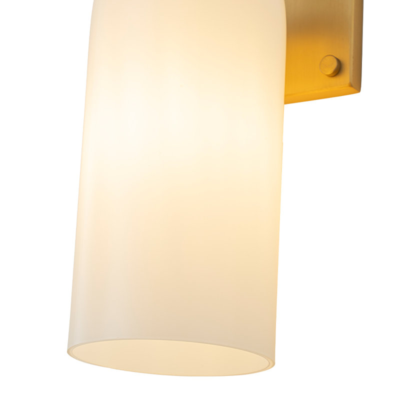Double Glass Dimmable Armed Sconce, Brushed Gold