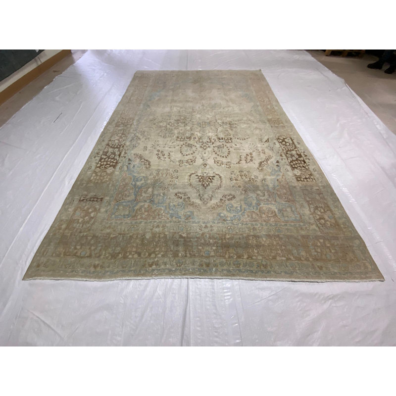 Tapis unique Oushak de style turc anatolien vieilli à la main de conception unique 6 pi 6 po x 10 pi 1 po
