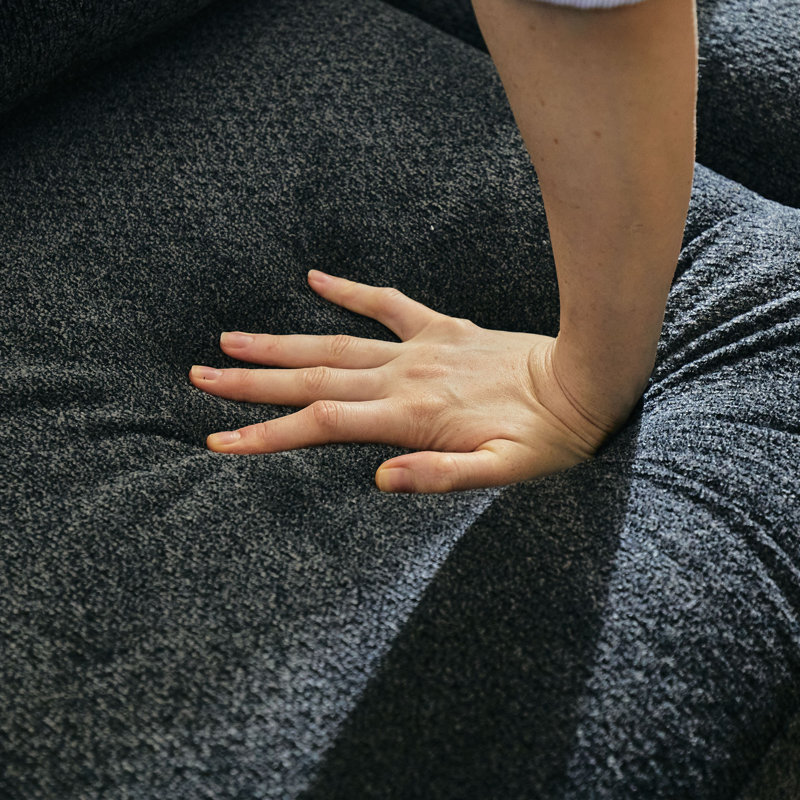 Repose-pieds avec rangement Anjana Bujesily Chenille, Chenille grise foncée